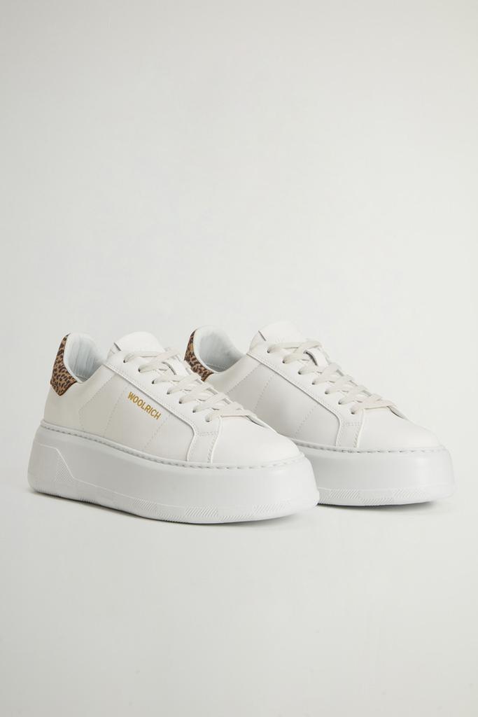 Woolrich Chunky Court Sneakers in Leather - Women - White