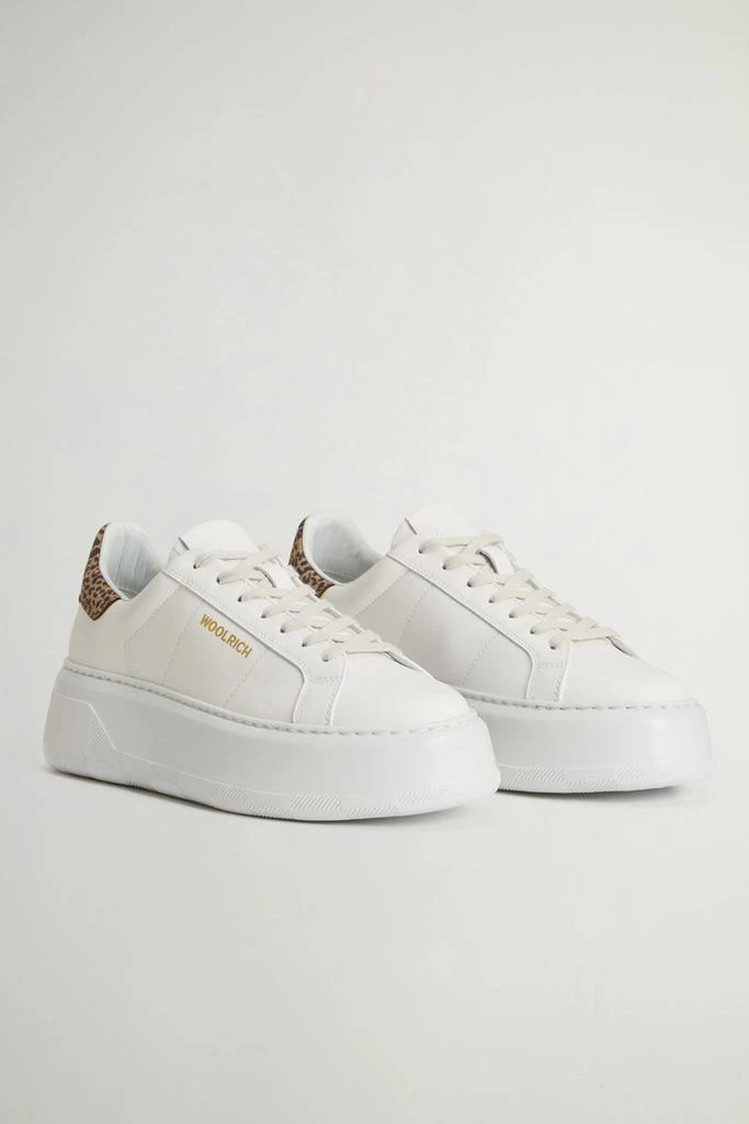 Woolrich Chunky Court Sneakers in Leather - Women - White 2