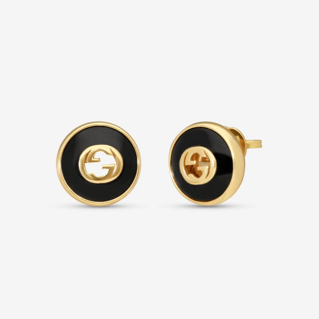 Gucci Gucci 18K Yellow Gold Onyx Stud Earrings YBD78655400100U 2