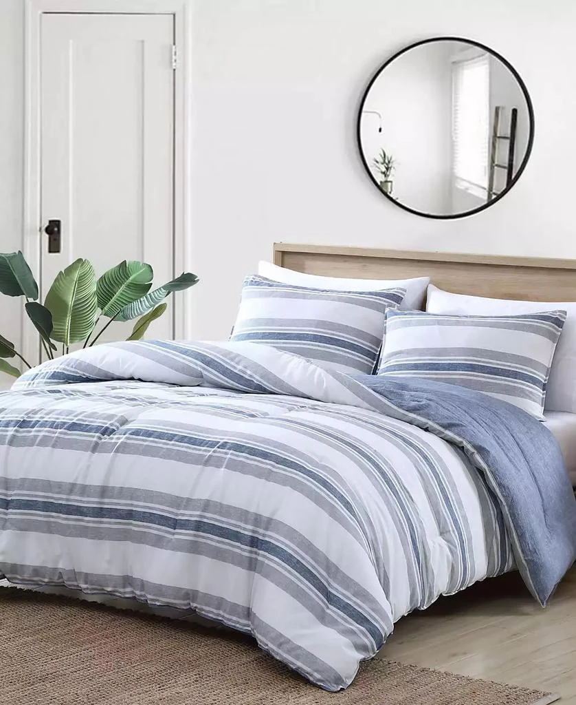 Nautica Queen Comforter Set - Reversible Microfiber Plaid Bedding With 2 Shams, Northsail Plaid Navy