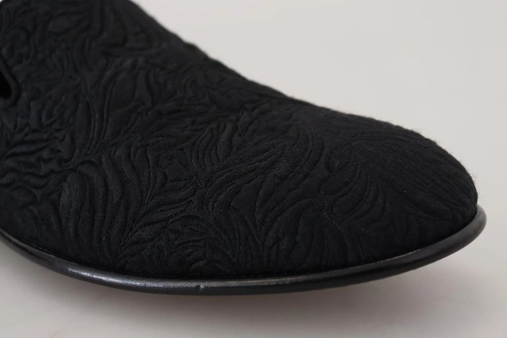 Dolce & Gabbana Dolce & Gabbana Black Floral Jacquard Slippers Loafers Shoes 8