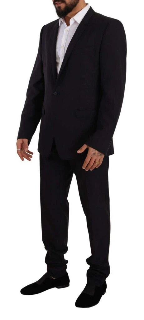 Dolce & Gabbana Dolce & Gabbana Blue GOLD Wool Single Breasted 2 Piece Suit 2