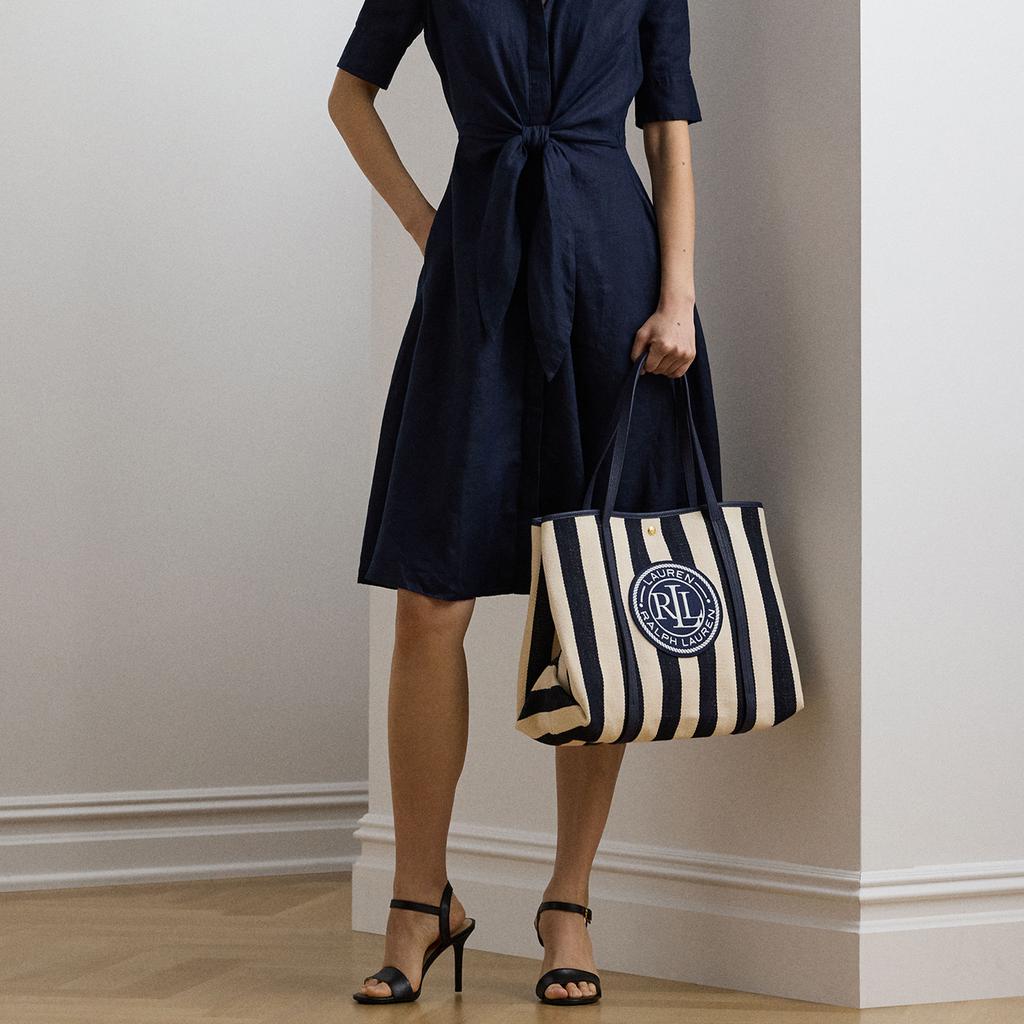Ralph Lauren Emerie Herringbone Cotton Twill Extra Large Tote Bag