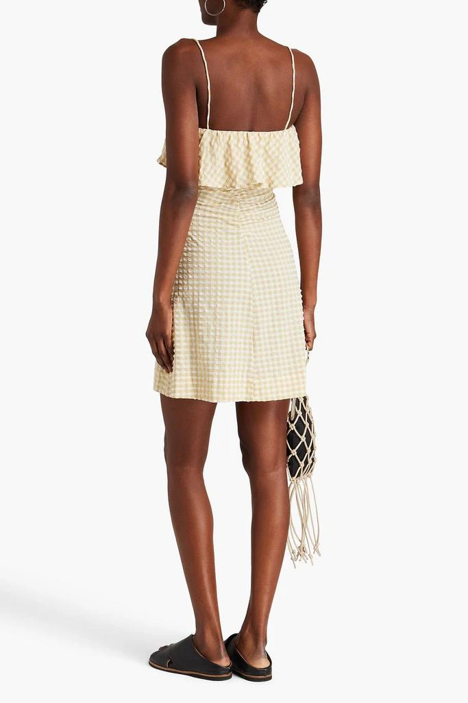 Ganni Ruched gingham seersucker mini dress 3