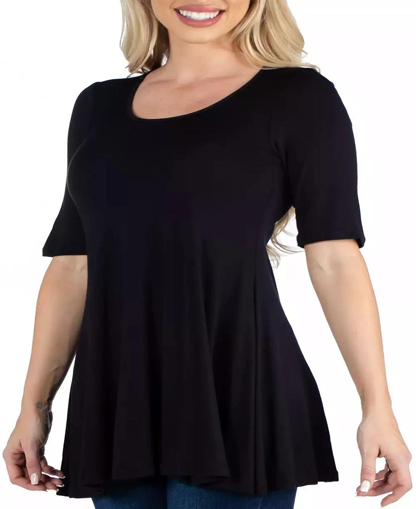 24seven Comfort Apparel Women's Elbow Sleeve Swing Tunic Top 3
