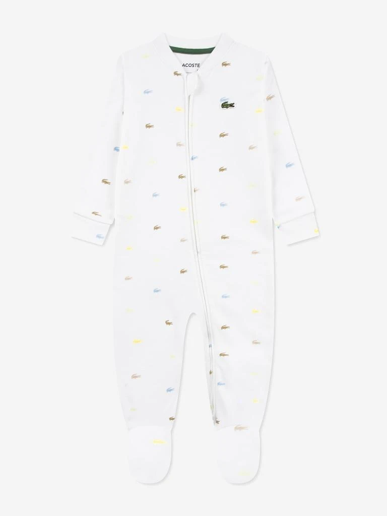 Lacoste Lacoste Baby Boys Footed Croco Print Coverall in White
