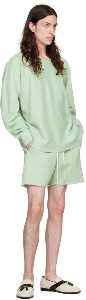 Les Tien Green Raw Edge Shorts 4