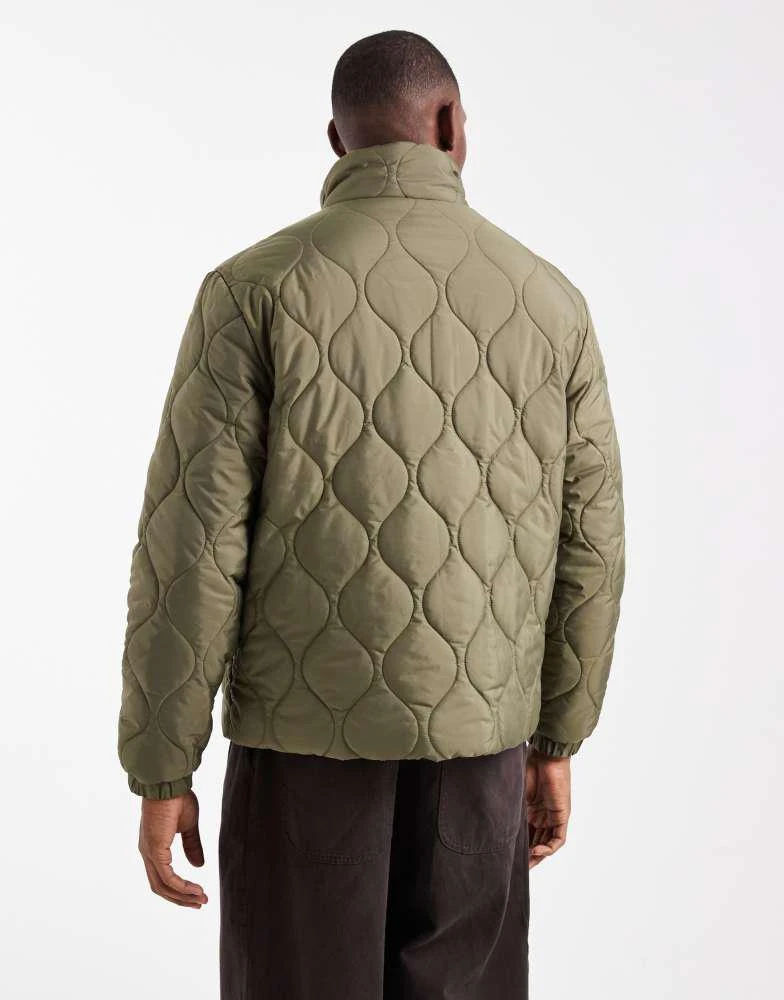 New Look New Look quilted puffer jacket in light khaki 3