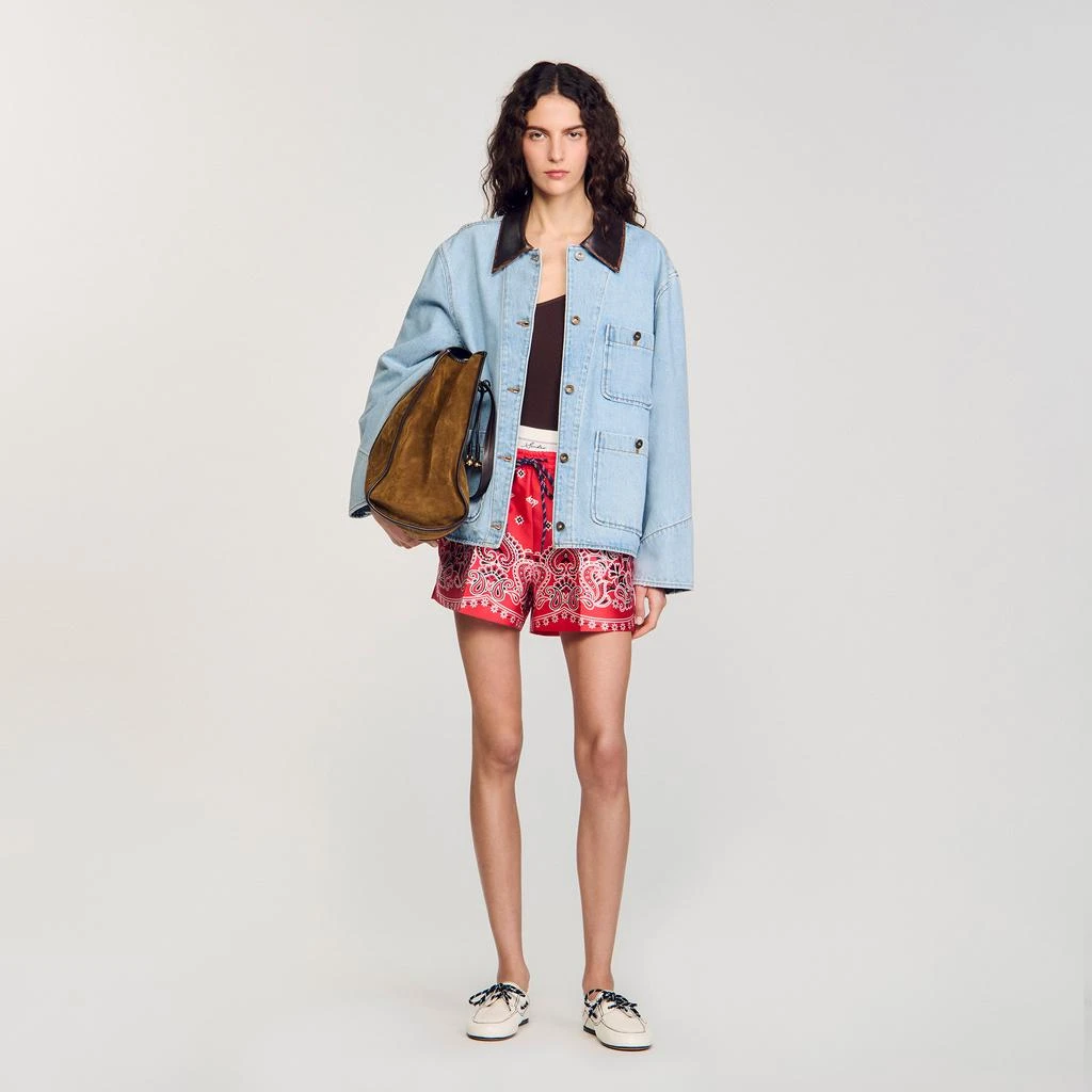 Sandro Denim jacket with leather collar from undefined