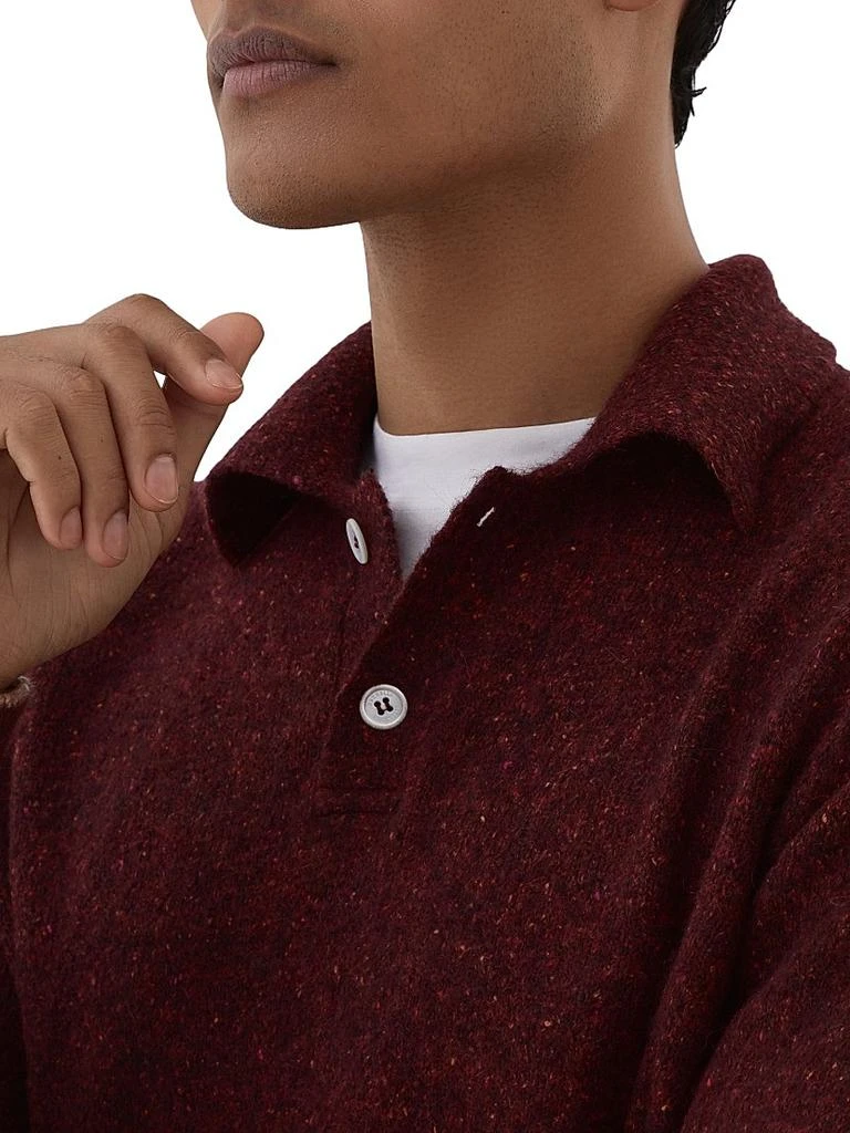Brunello Cucinelli Flecked Alpaca, Wool, Silk and Cotton Knit Polo Shirt 4