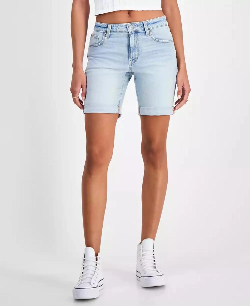 Celebrity Pink Juniors' Cuffed Hem Bermuda Denim Shorts 1