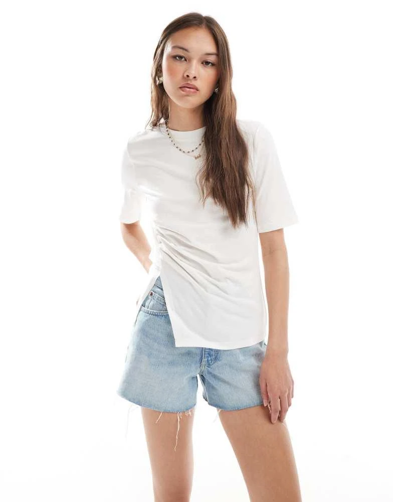 Object Object corset waist t-shirt with split in white