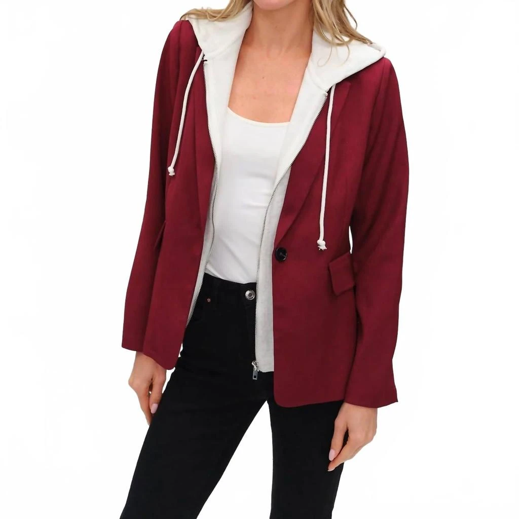 SIX/FIFTY Drew Drape Blazer In Burgundy