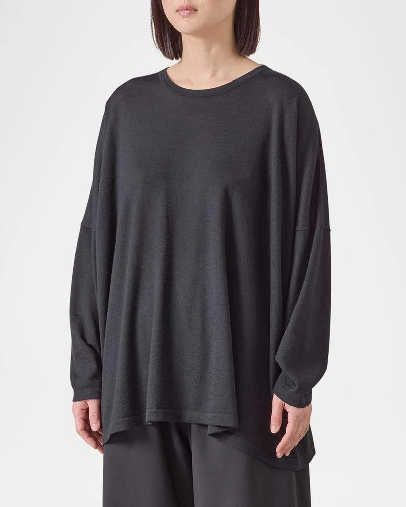 Eskandar Ultrafine Cashmere Wide Round-Neck Sweater (Mid Plus Length) 4