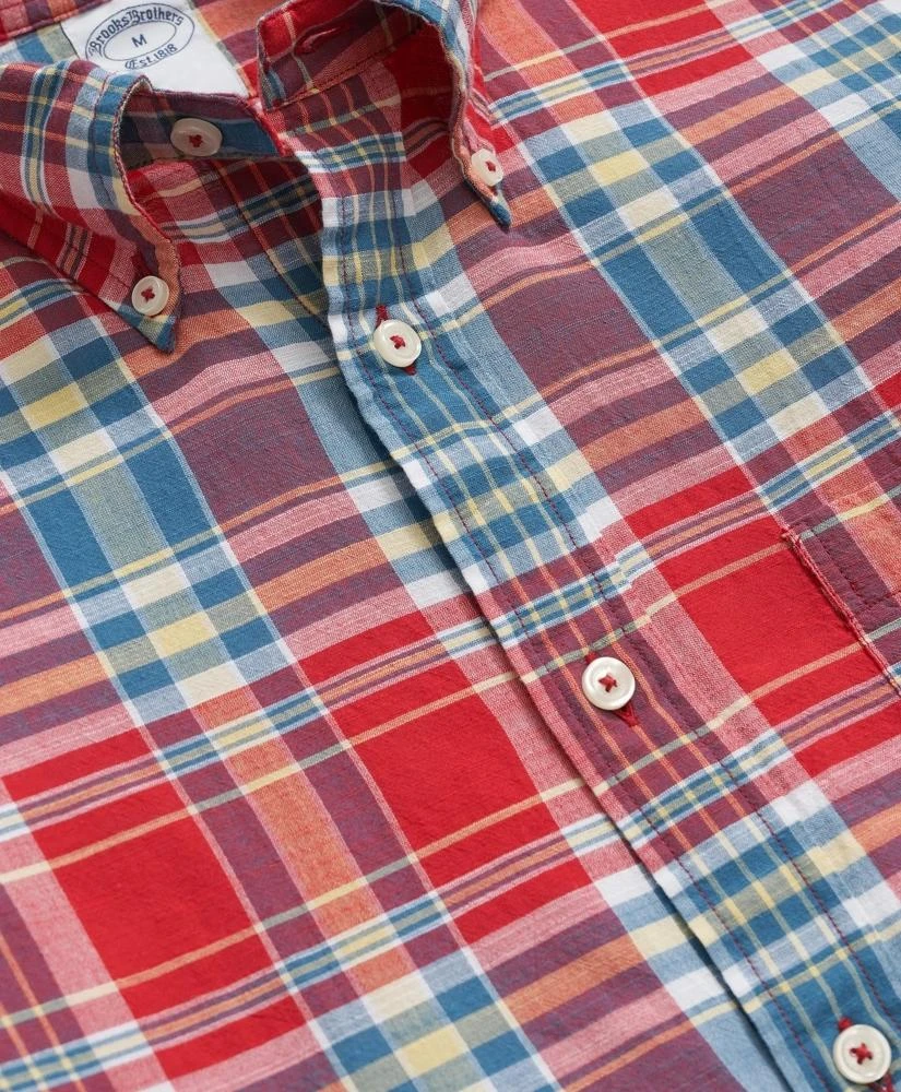 Brooks Brothers Washed Cotton Madras Polo Button-Down Collar Shirt 2