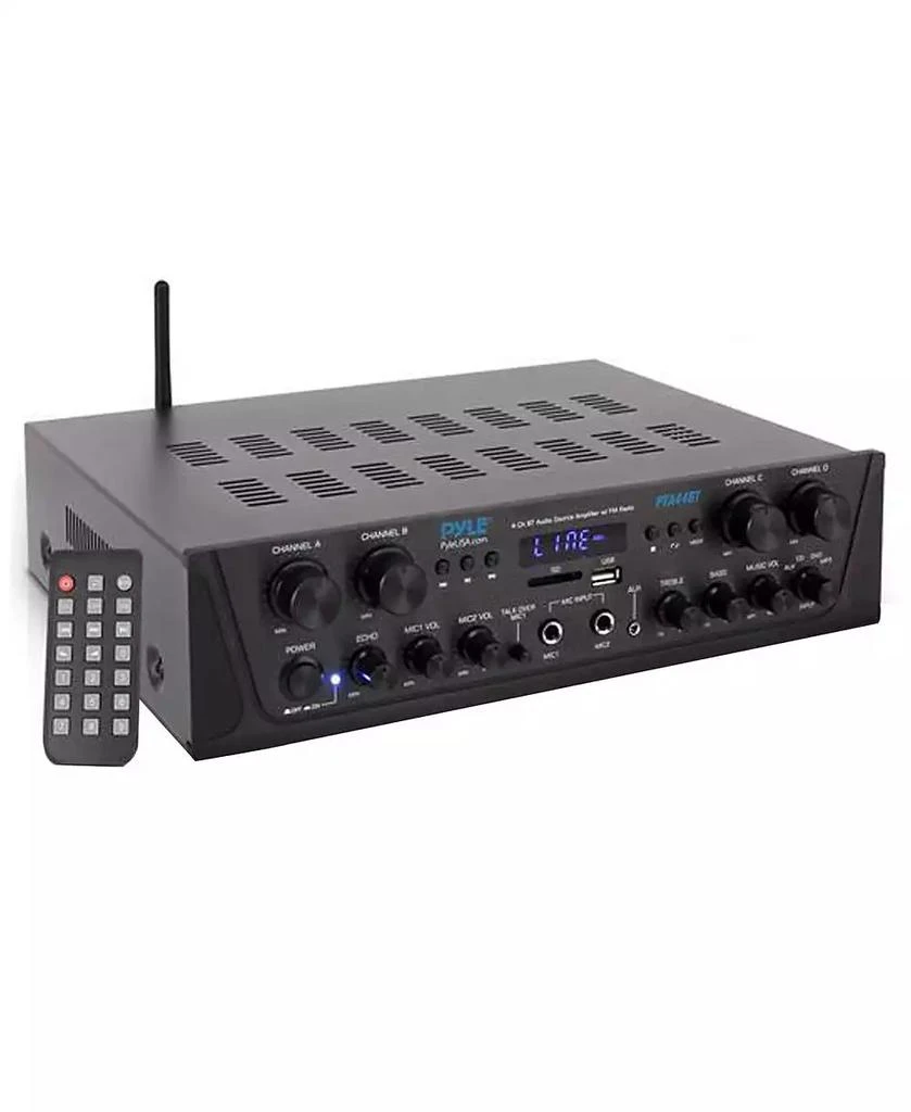 Pyle Bluetooth Home Audio Amplifier, 4-Ch. Audio Source Stereo Receiver System with FM Radio, MP3/USB/SD/AUX Playback (500W MAX)