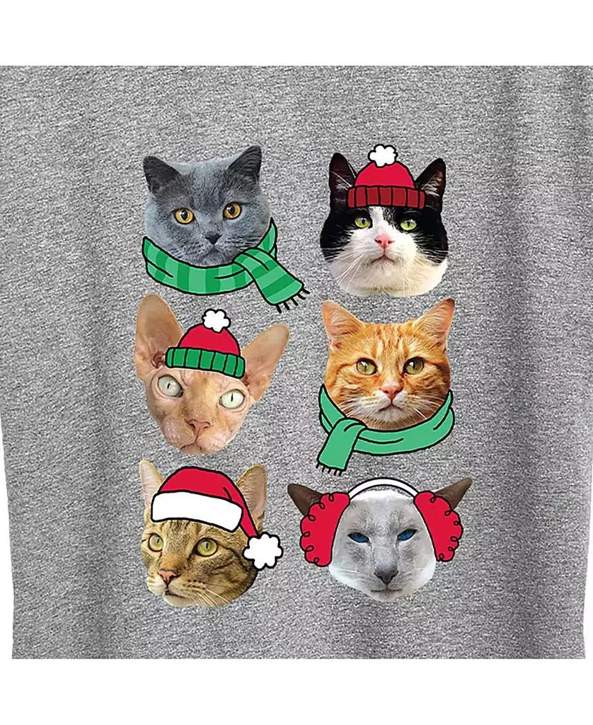 Hybrid Apparel Trendy Plus Size Christmas Cats Graphic T-shirt 3
