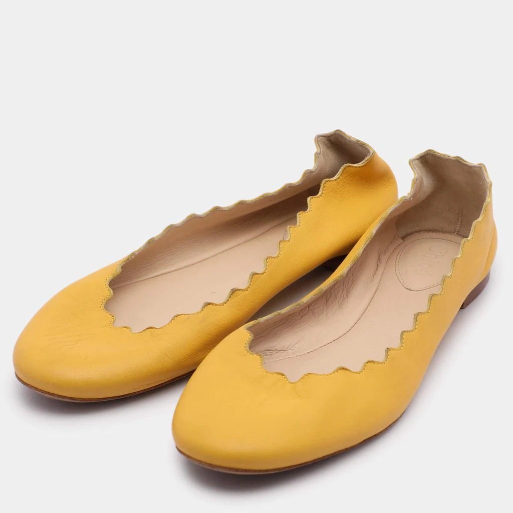 Chloé Chloe Yellow Leather Scalloped Ballet Flats Size 35 2