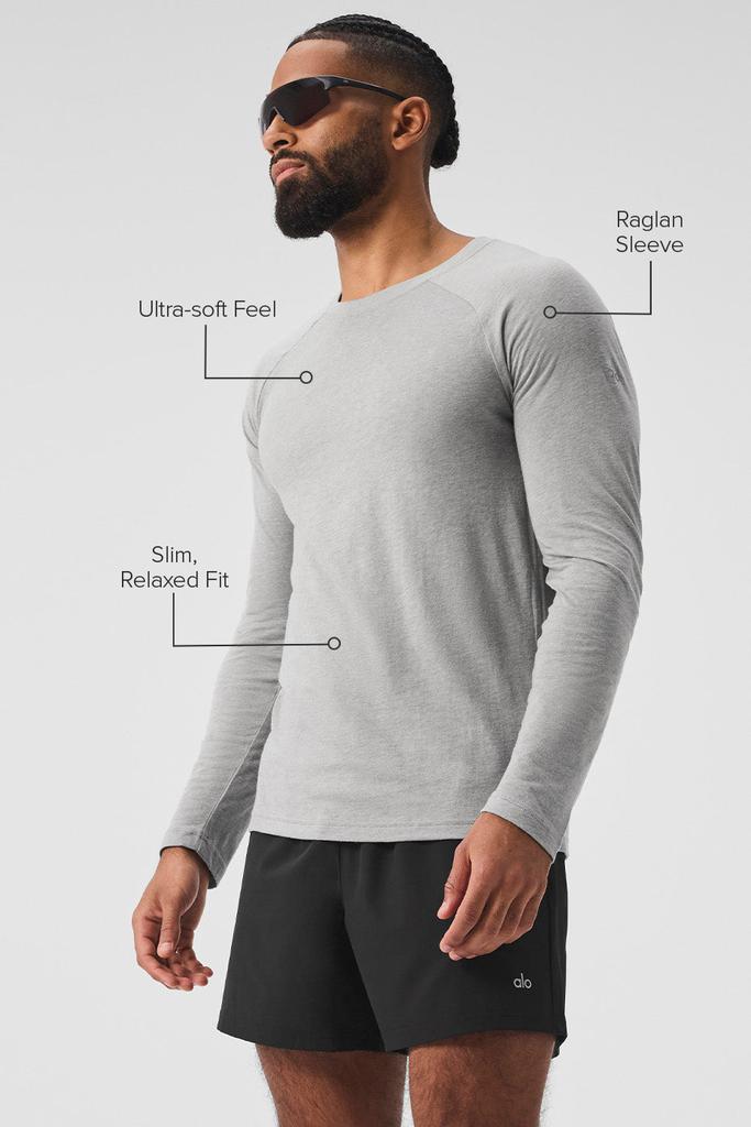 Alo Triumph Long Sleeve Tee - Athletic Heather Grey