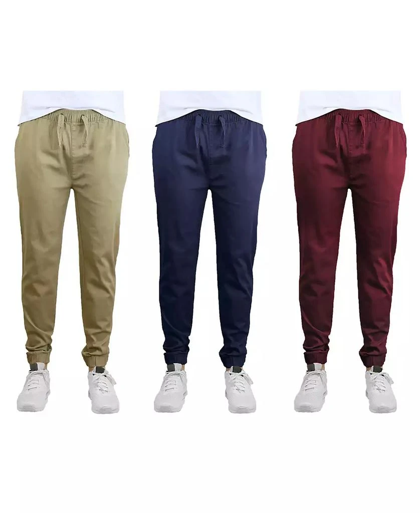 Galaxy By Harvic Men's Slim Fit Basic Stretch Twill Joggers, Pack of 3 1