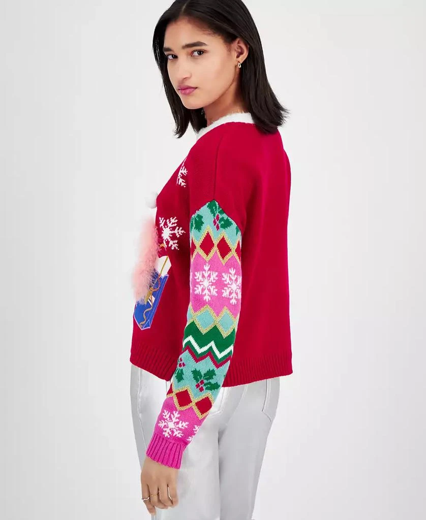 Hooked Up by IOT Juniors' Glam Cat Christmas Sweater 4
