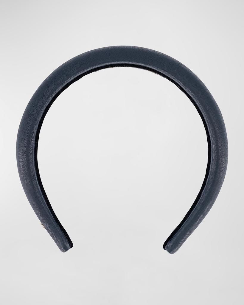 Alexandre de Paris Padded Navy Leather Headband