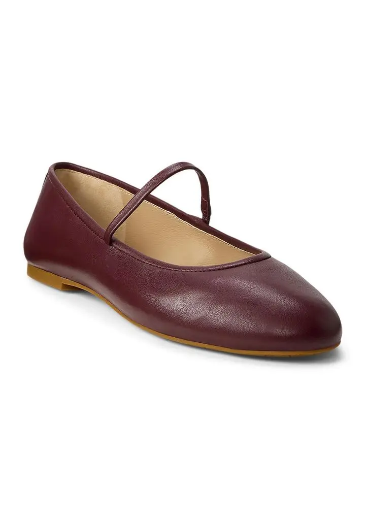 Ralph Lauren Jayna Nappa Leather Mary Jane Flats