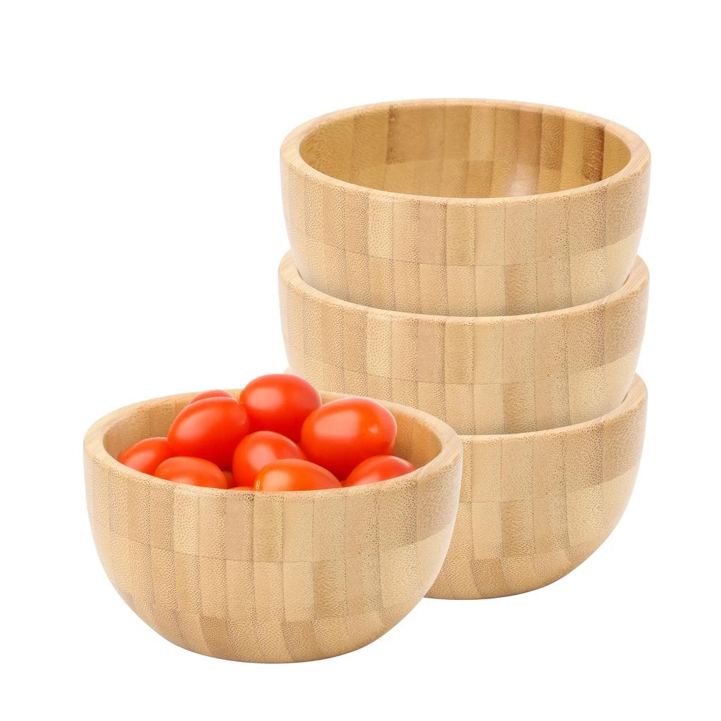 Megachef 4 Piece 4.75 Inch Bamboo Wood Salad Bowl Set