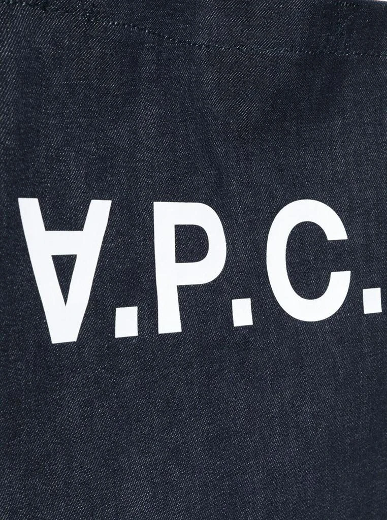 A.P.C. 'Daniela' Blue Tote Bag With Logo Lettering Print On The Front In Denim Woman 4