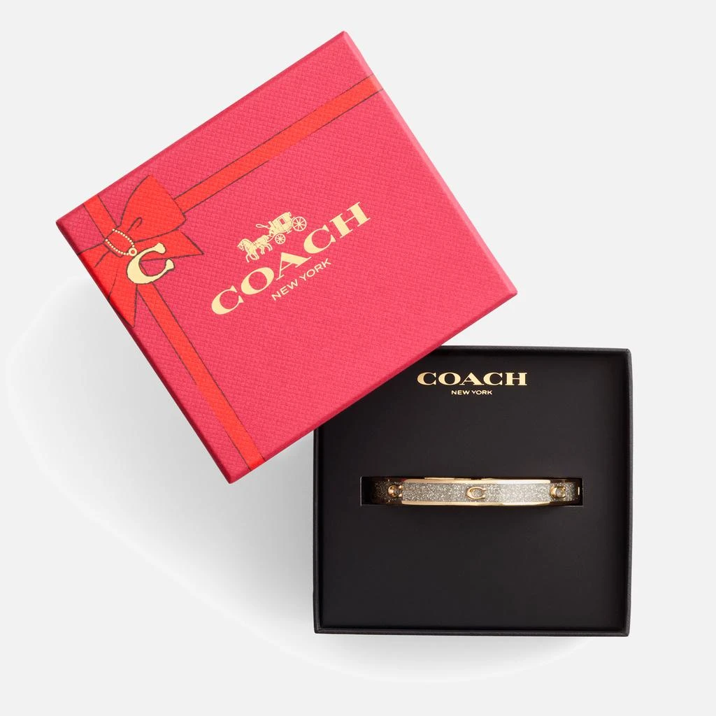Coach Signature C Glitter Silver-Tone Bangle Bracelet 5