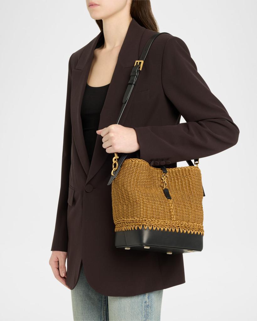 Yves Saint Laurent Le 37 YSL Bucket Bag in Raffia and