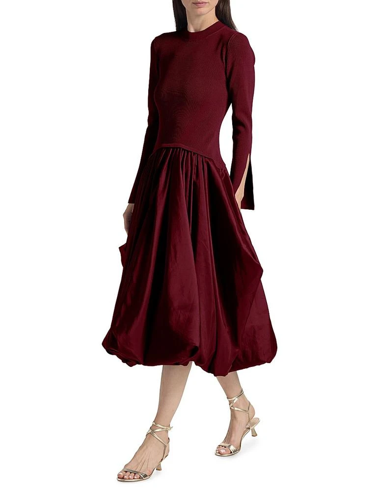 Kenlie Mix Media Balloon Cocktail Dress  On Sale Now with Up to 70% Off |  Discover Exclusive Deals & Savings at BeyondStyle  Authentic SIMKHAI midi-length|crewneck|lgbtq-owned  or founded|pleated|solid|Women's|women's|women's apparel|fit & flare|long