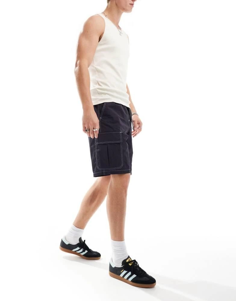 ASOS ASOS DESIGN cargo short with belt detail in navy 2