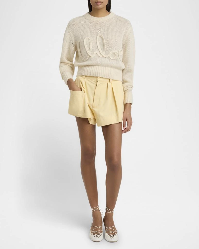 Chloé Pleated Mini Canvas Shorts 2