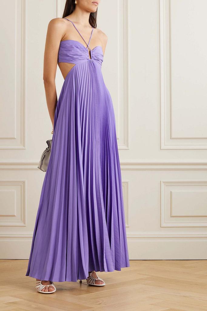 A.L.C. Moira cutout plissé duchesse-satin maxi dress