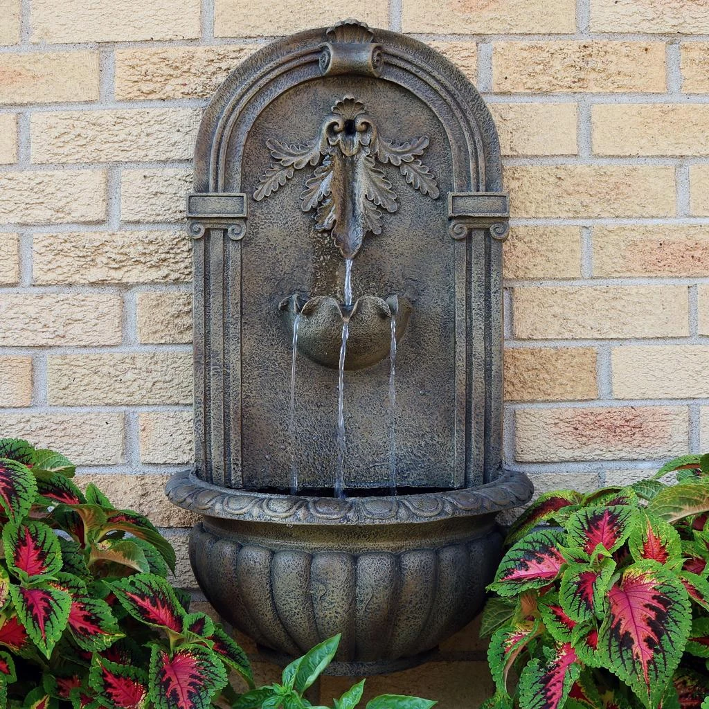 Sunnydaze 27"H Solar-Powered Polystone Florence Outdoor Wall-Mount Water Fountain 3