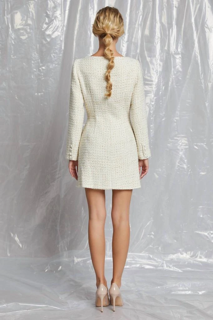 LENA Double Button Up Tweed Dress In Gold, Ivory - Gold, Ivory - Small LENA Double Button Up Tweed Dress In Gold, Ivory - Gold, Ivory - Small