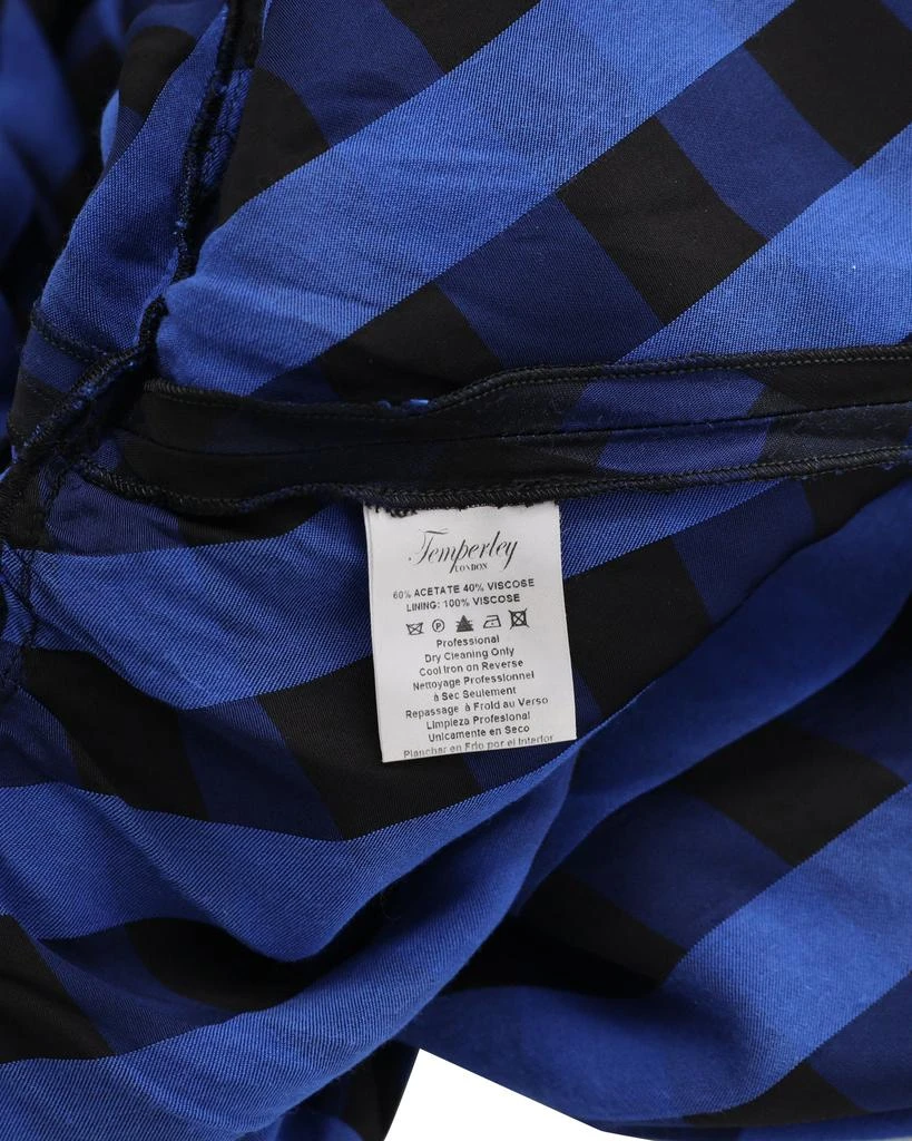 Temperley London Gathered Checked Skirt in Blue Acetate 5
