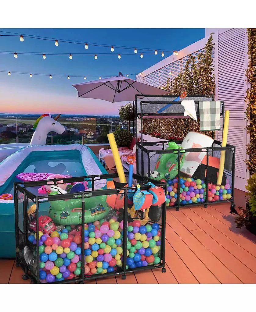 Yescom 2 Pack Mesh Pool Toy Storage Bin Rolling Cart with Wheels Noodle Holder 9