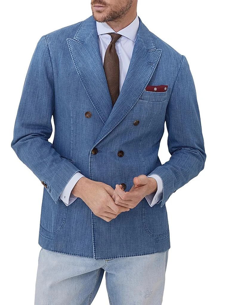 Brunello Cucinelli Old Denim Deconstructed One and a Half Breasted Blazer