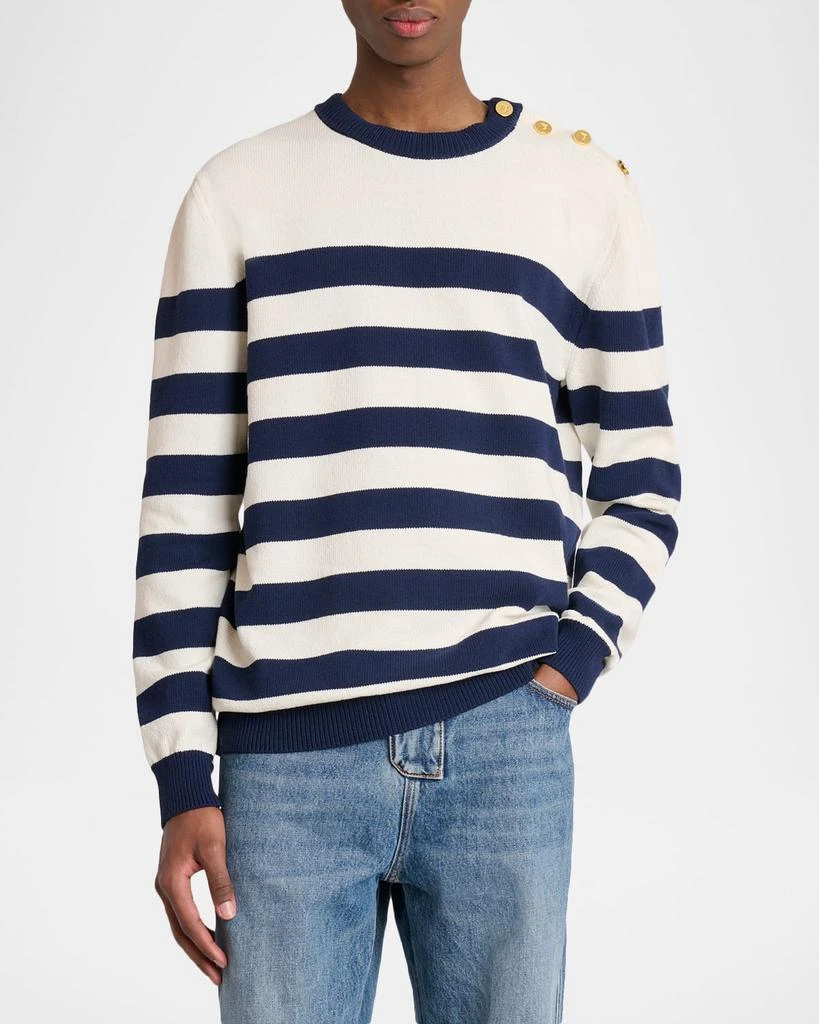 Balmain Men
s Striped Cotton-Blend Sweater 4