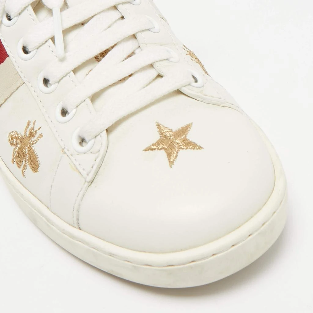 Gucci Gucci White Leather Star and Bee Embroidered Ace Sneakers Size 36 8