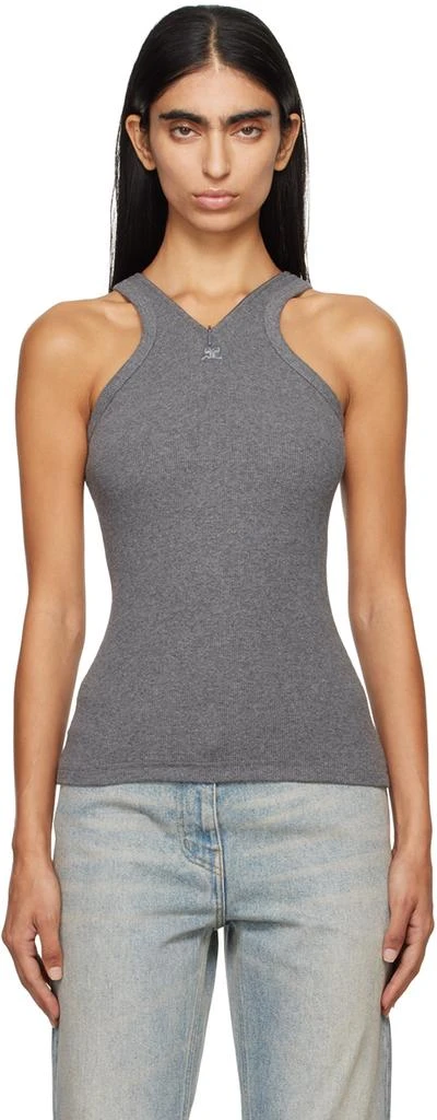 Courrèges Gray Criss Cross 90's Tank Top 1