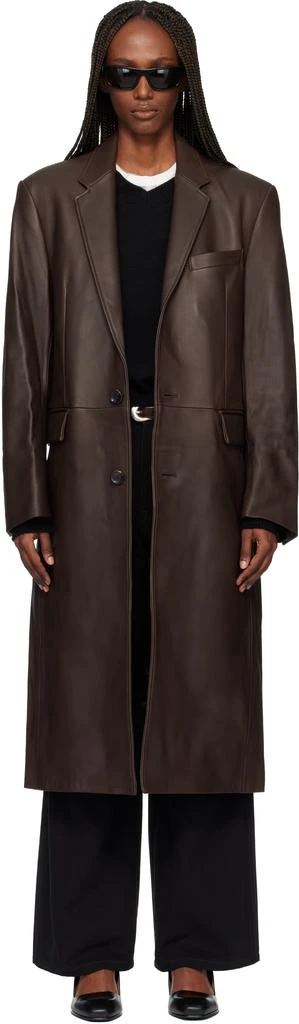 TONYWACK Brown Naked Single Lamb Leather Coat