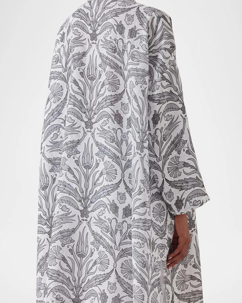 Eskandar Wide A-Line Collarless Shirt with Slits (Very Long) 6