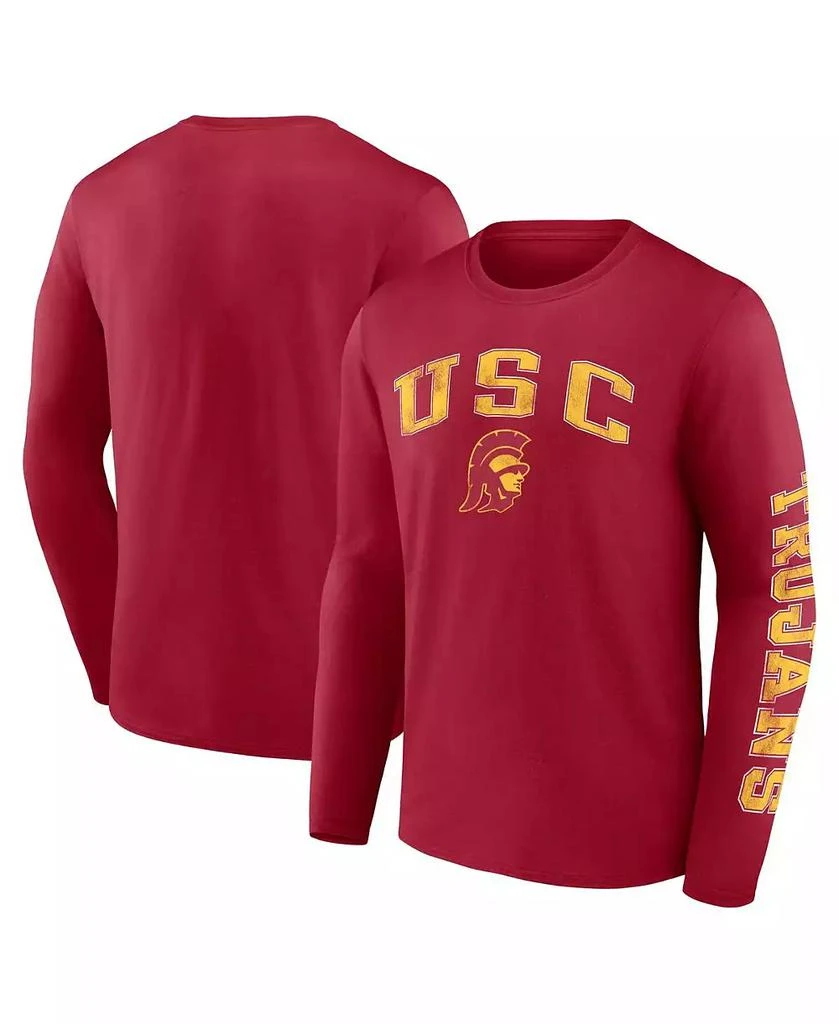 Fanatics Men's Cardinal USC Trojans Distressed Arch Over Logo Long Sleeve T-shirt 1