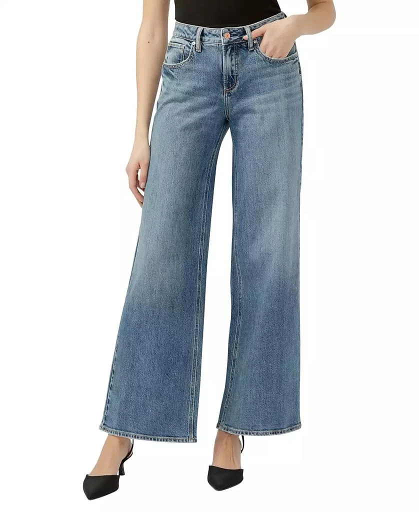 Silver Jeans Co. Women's Suki Mid Rise Curvy Fit Wide Jeans 1