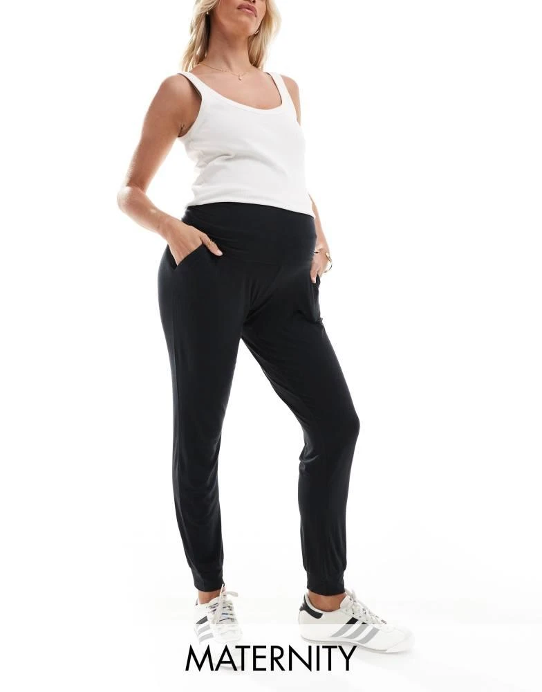 Mama.licious Mamalicious Maternity super soft over the bump lounge trousers in black 1