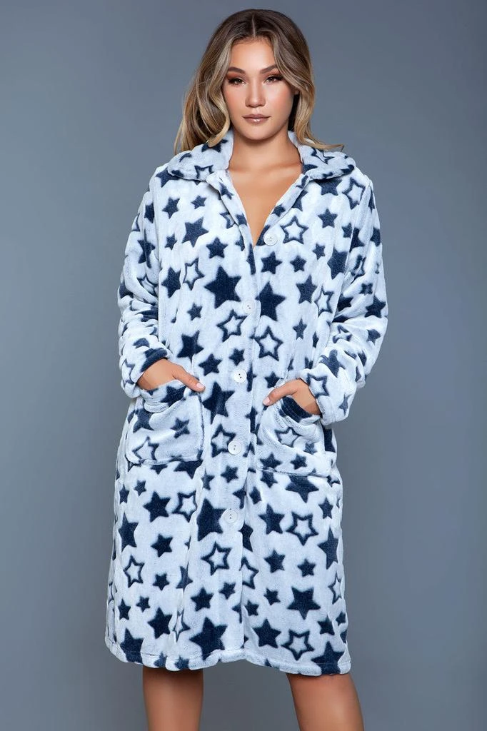 TRUEDAMES Starry Night Plush Button-Up Robe