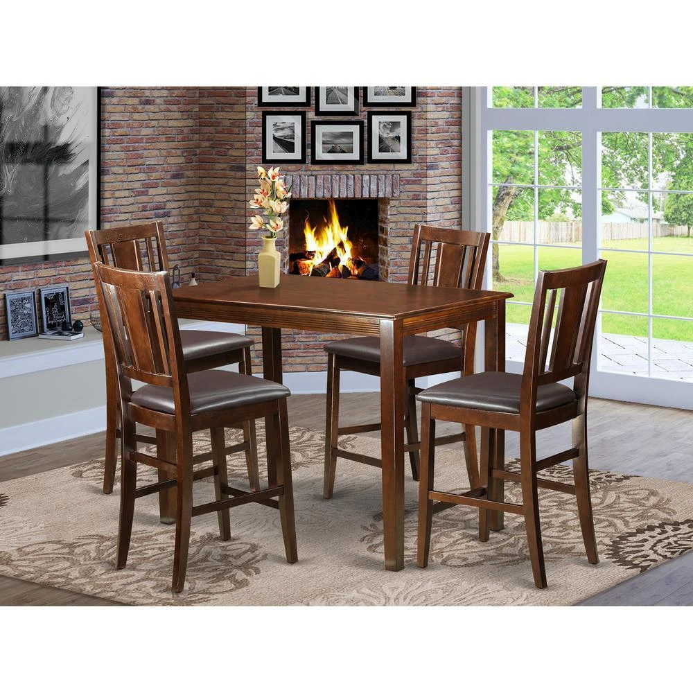 East West Furniture 5  PC  counter  height  Dining  room  set-pub  Table  and  4  Kitchen  bar  stool